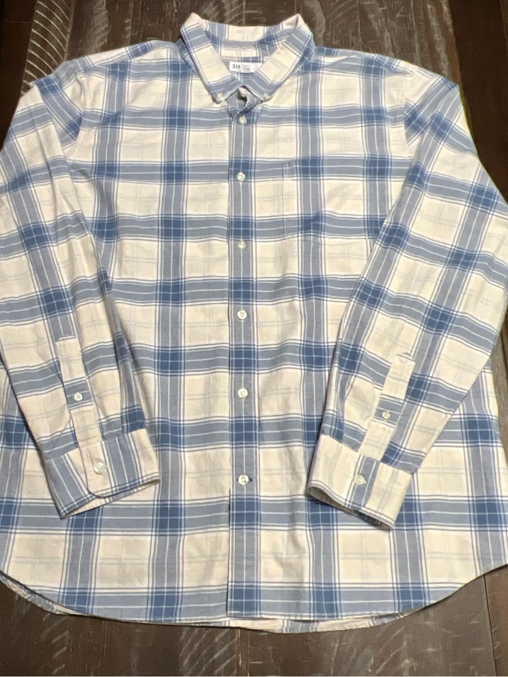 Gap Vintage Lightweight Flannel Shirt Long Sleeve Blue/Cream/White XL